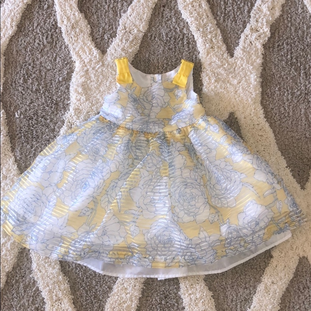 Janie & Jack yellow & blue flower dresses spring